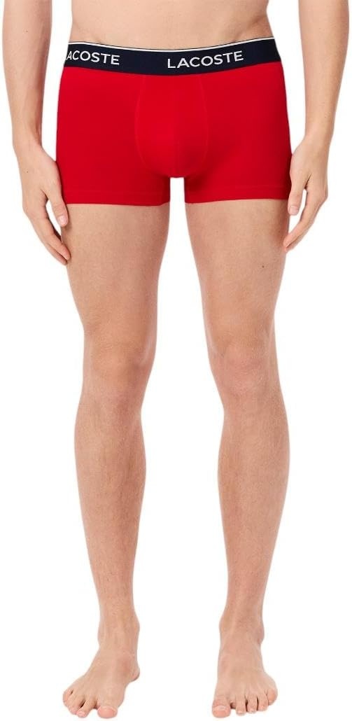 image:imageLacoste Mens Cotton Stretch Essentials Trunks 3packNavy BlueRedBlue