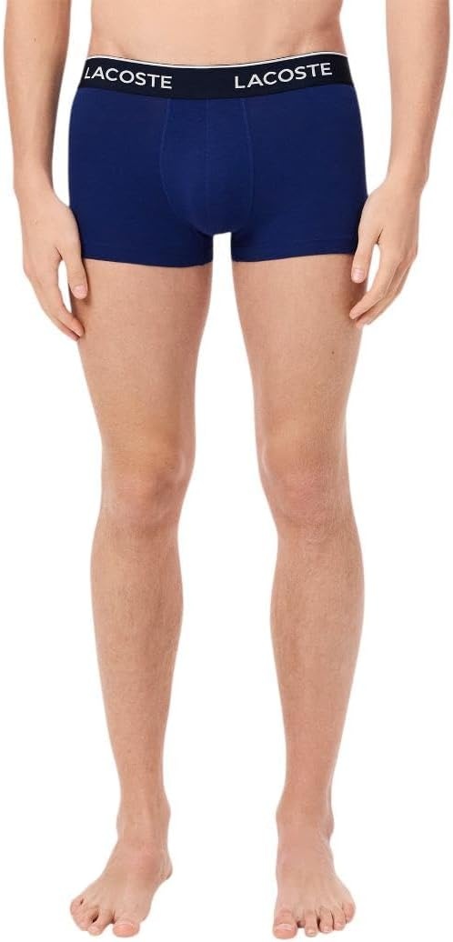image:imageLacoste Mens Cotton Stretch Essentials Trunks 3packNavy BlueRedBlue