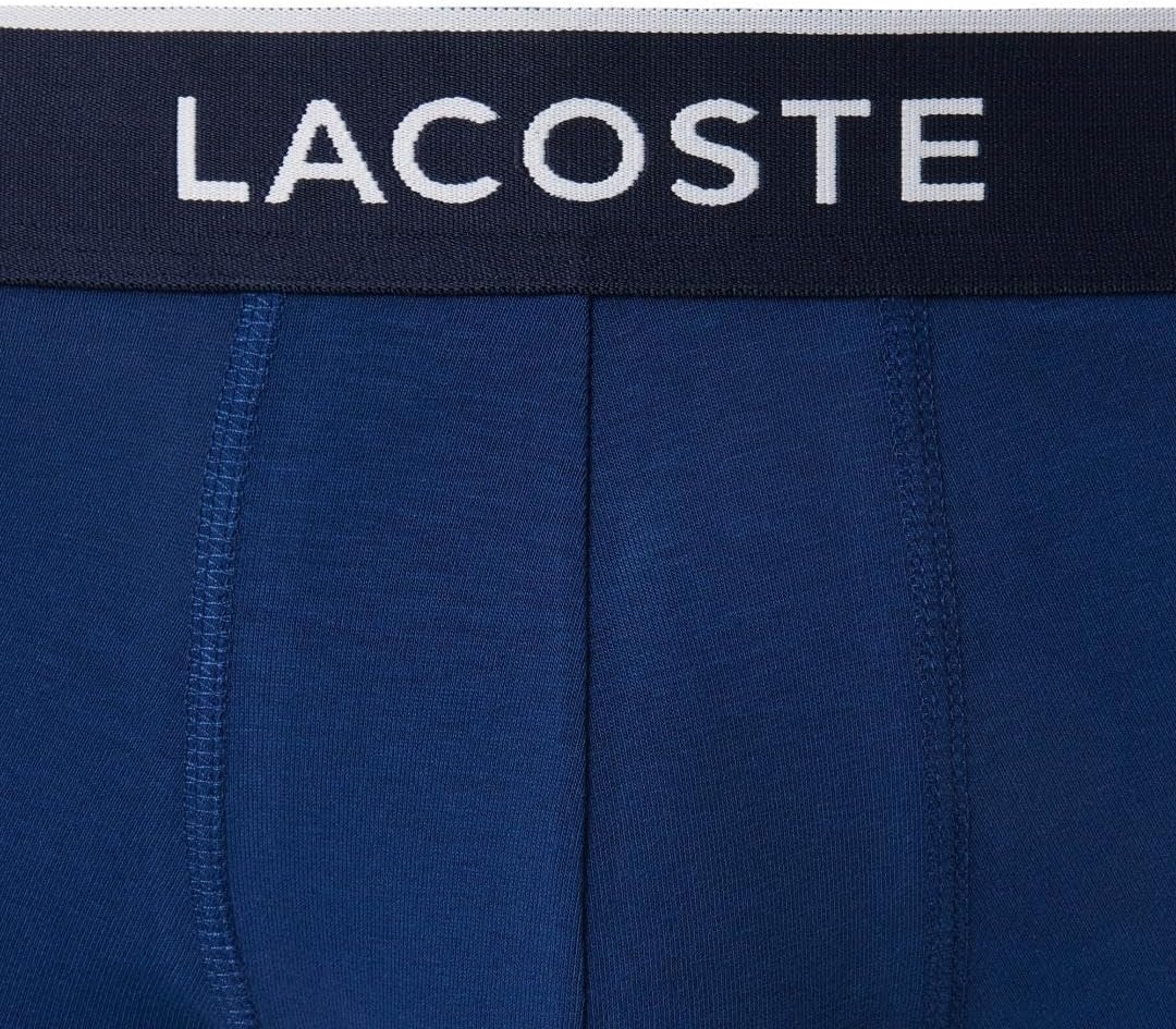 image:imageLacoste Mens Cotton Stretch Essentials Trunks 3packNavy BlueRedBlue