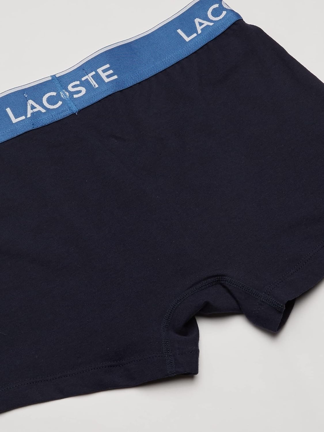 image:imageLacoste Mens Cotton Stretch Essentials Trunks 3packNavy With Light BlueOrangeBlue Waistbands