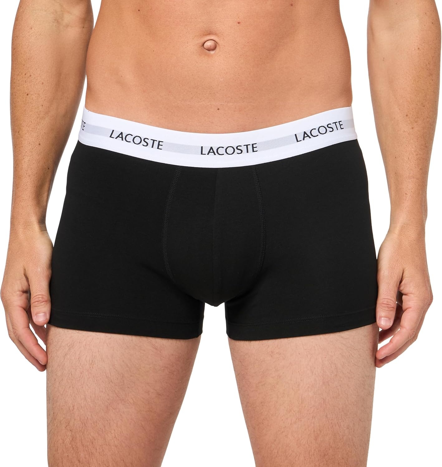 image:imageLacoste Mens Cotton Stretch Essentials Trunks 3packNew BlackWhiteDove Grey