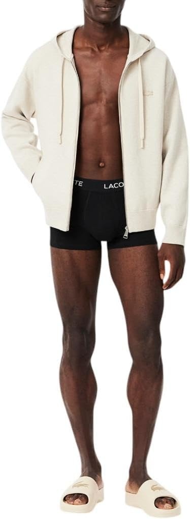 image:imageLacoste Mens Cotton Stretch Essentials Trunks 5packBlack With Black Waistbands