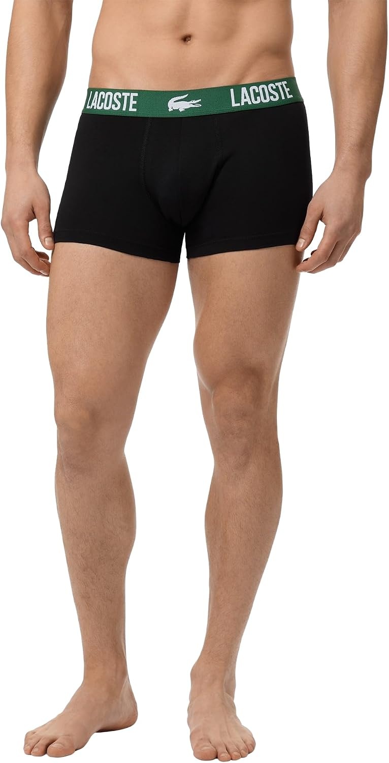 image:imageLacoste Mens Cotton Stretch Essentials Trunks 5packBlackGreenBirch