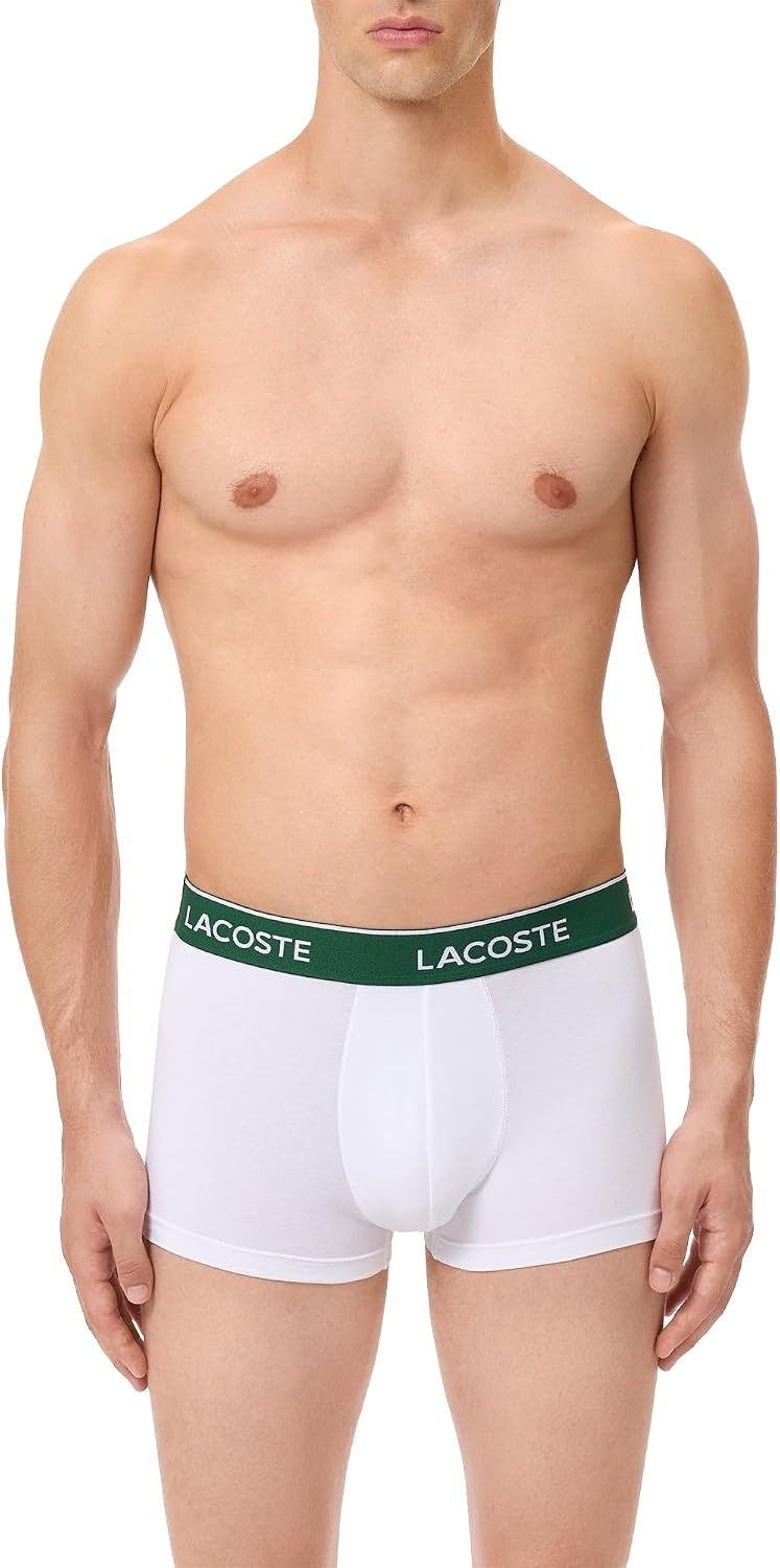 image:imageLacoste Mens Cotton Stretch Essentials Trunks 5packBlackWhiteSilver Chine