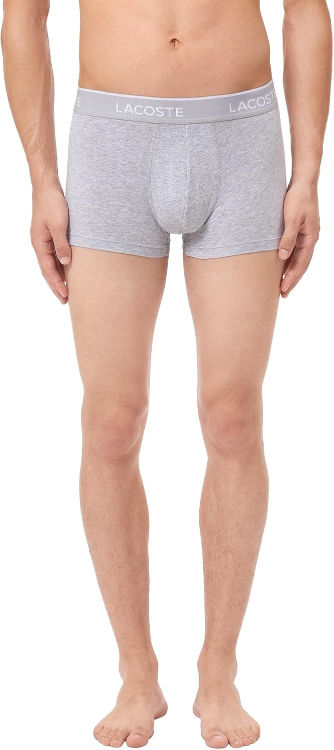 image:imageLacoste Mens Cotton Stretch Essentials Trunks 5packBlackWhiteSilver Chine