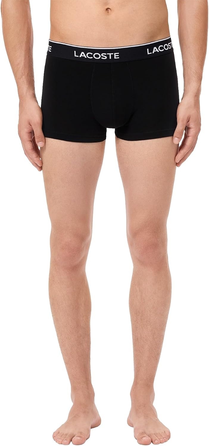 image:imageLacoste Mens Cotton Stretch Essentials Trunks 5packBlackWhiteSilver Chine