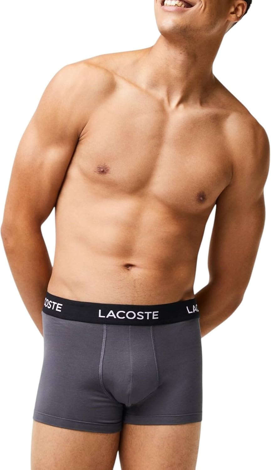 image:imageLacoste Mens Cotton Stretch Essentials Trunks 5packShadow Grey New
