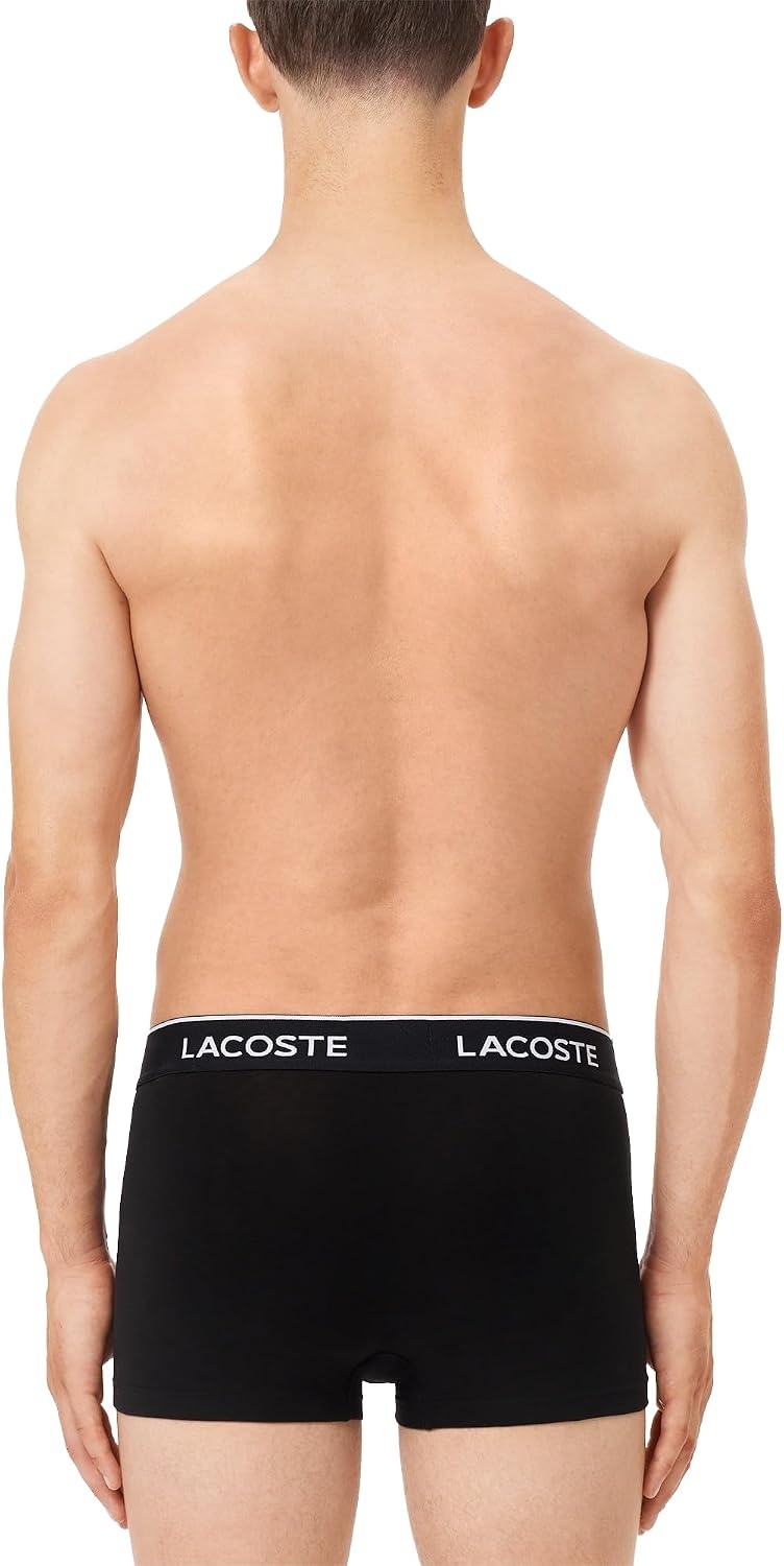 image:imageLacoste Mens Cotton Stretch Essentials Trunks 7packBlack With Black Waistbands New