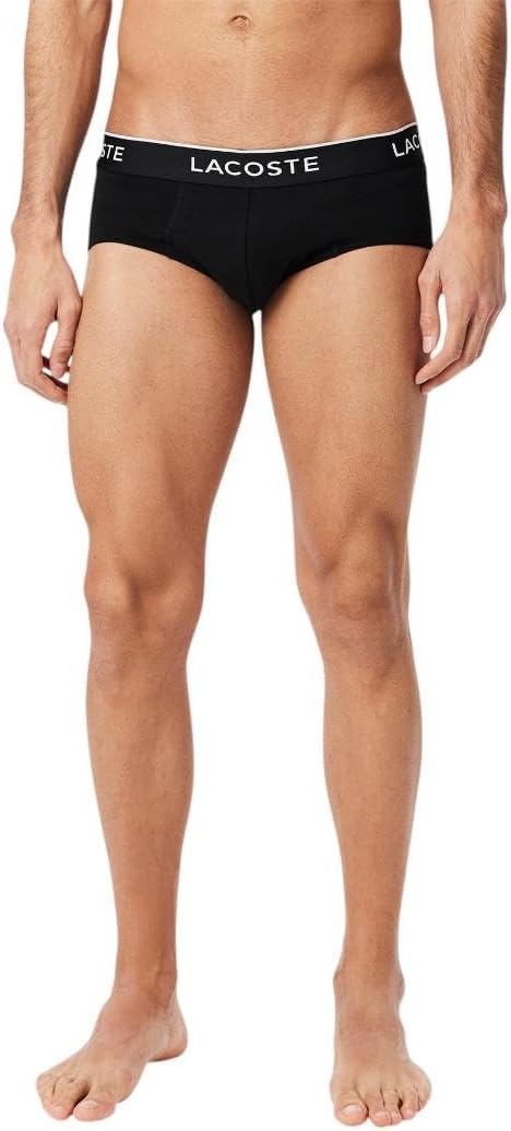image:imageLacoste Mens Cotton Stretch Jersey Briefs 3 PackBlack With Black Waistbands New