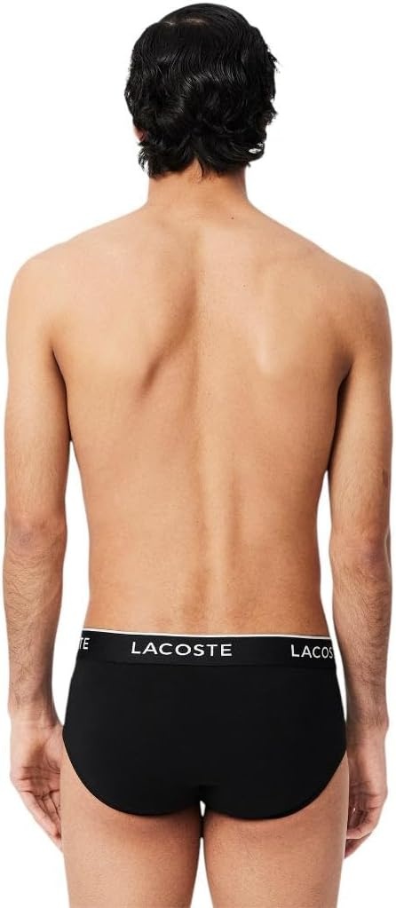 image:imageLacoste Mens Cotton Stretch Jersey Briefs 3 PackBlack With Black Waistbands New