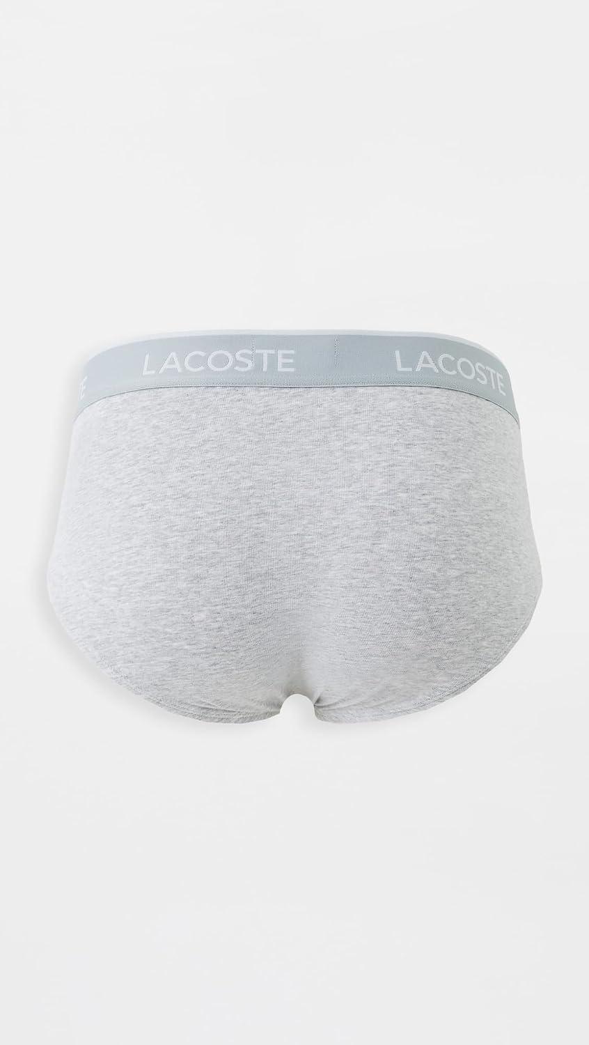 image:imageLacoste Mens Cotton Stretch Jersey Briefs 3 PackBlackWhiteDove Grey New