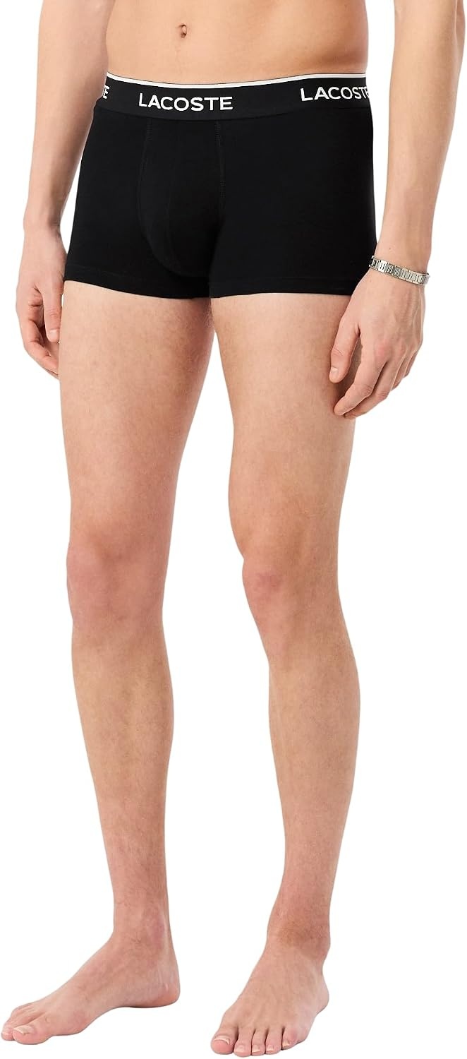 image:imageLacoste Mens Cotton Stretch Jersey Trunks 3 PackBlackWhiteCaptain Green