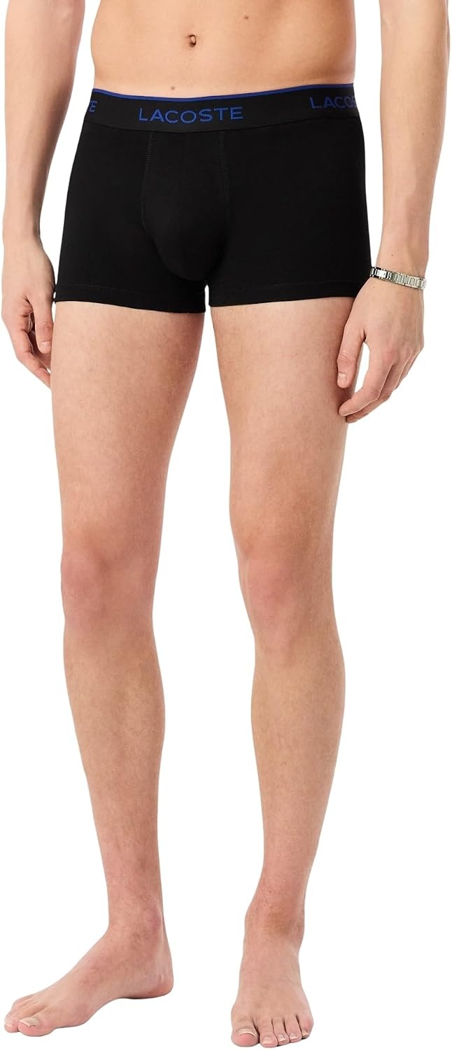 image:imageLacoste Mens Cotton Stretch Jersey Trunks 3 PackBlackWhiteCaptain Green