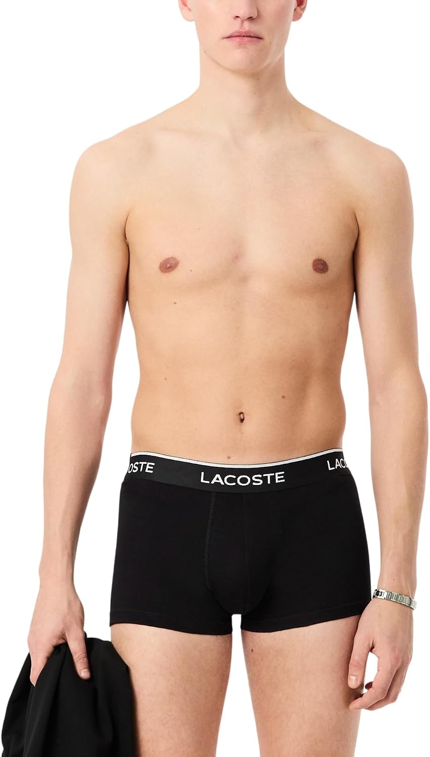 image:imageLacoste Mens Cotton Stretch Jersey Trunks 3 PackBlackWhiteCaptain Green