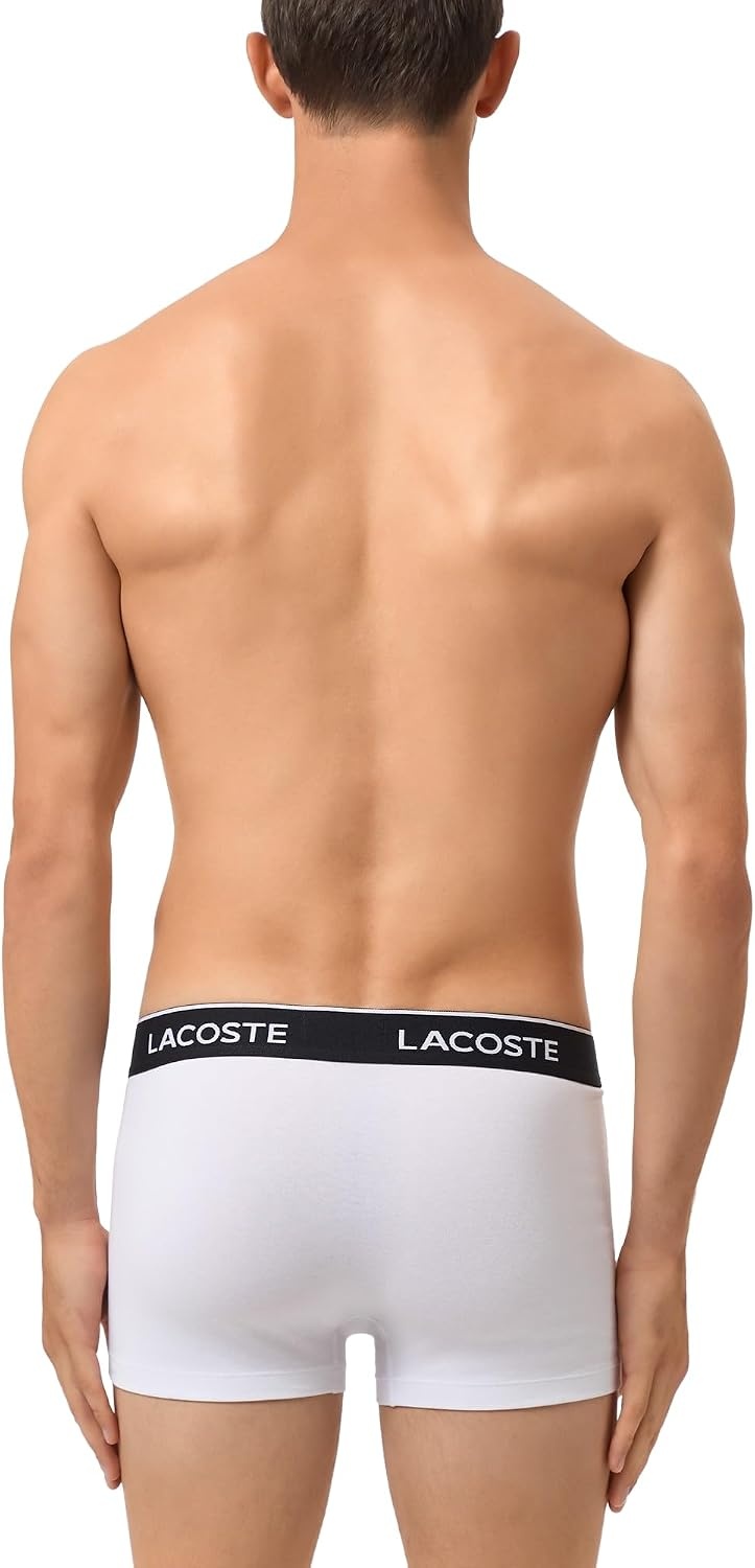 image:imageLacoste Mens Cotton Stretch Jersey Trunks 3 PackBlackWhiteLead Grey