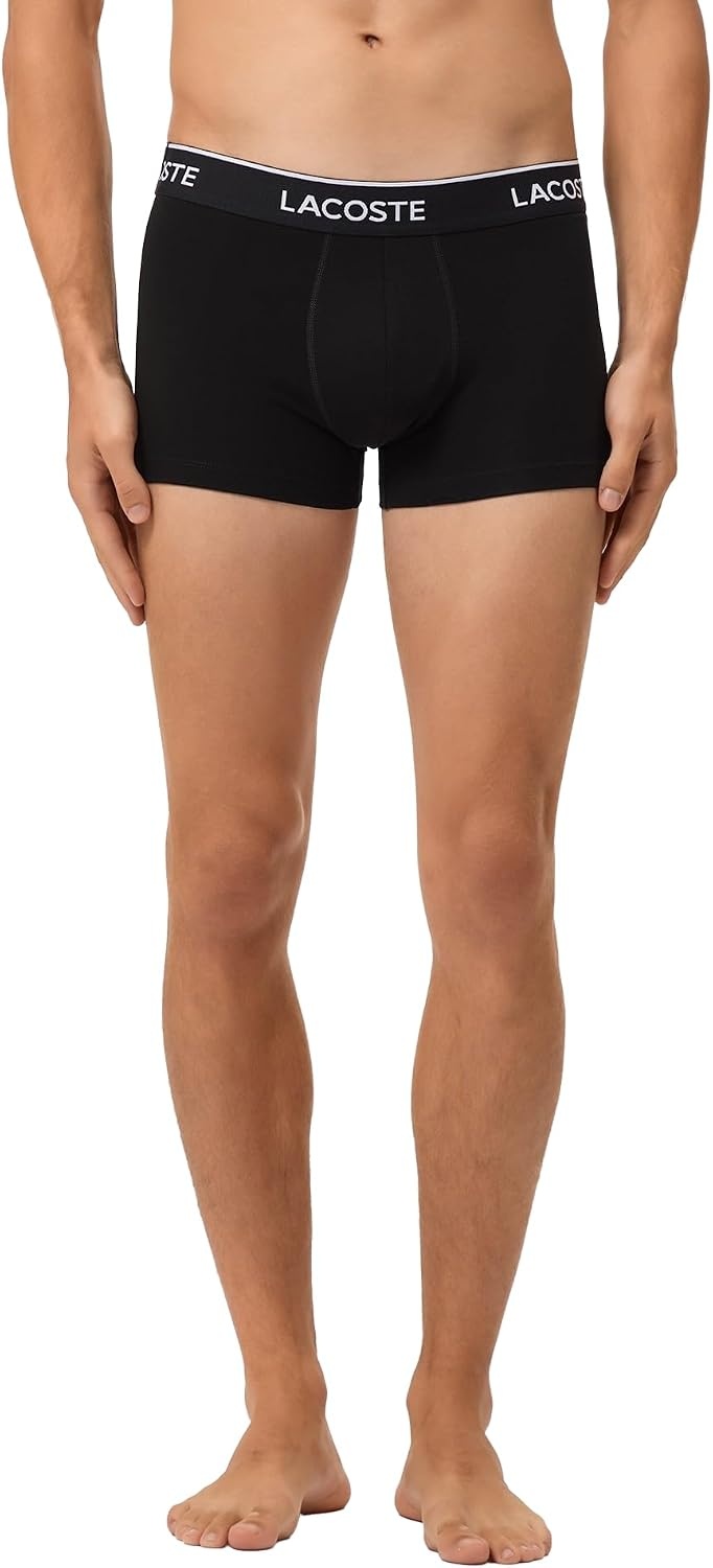 image:imageLacoste Mens Cotton Stretch Jersey Trunks 3 PackBlackWhiteLead Grey