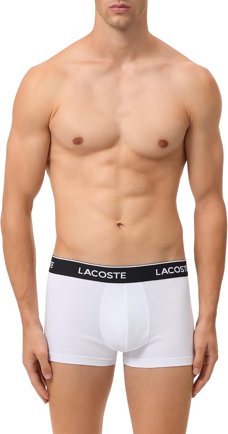 image:imageLacoste Mens Cotton Stretch Jersey Trunks 3 PackBlackWhiteLead Grey