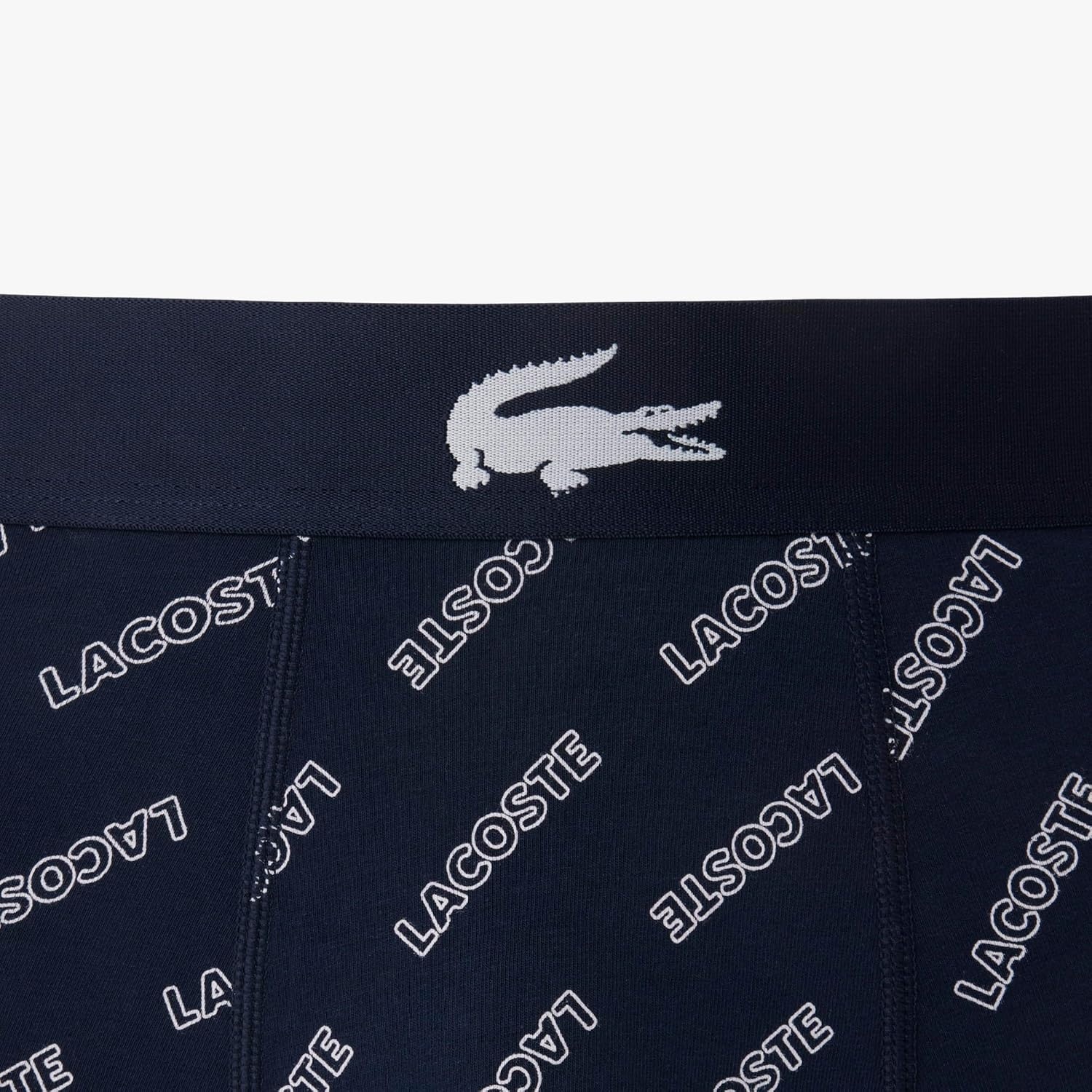 image:imageLacoste Mens Cotton Stretch Lacoste Diagonal Print Boxer Briefs 3PackNavy BlueWhiteDove GreyDeep Ocean