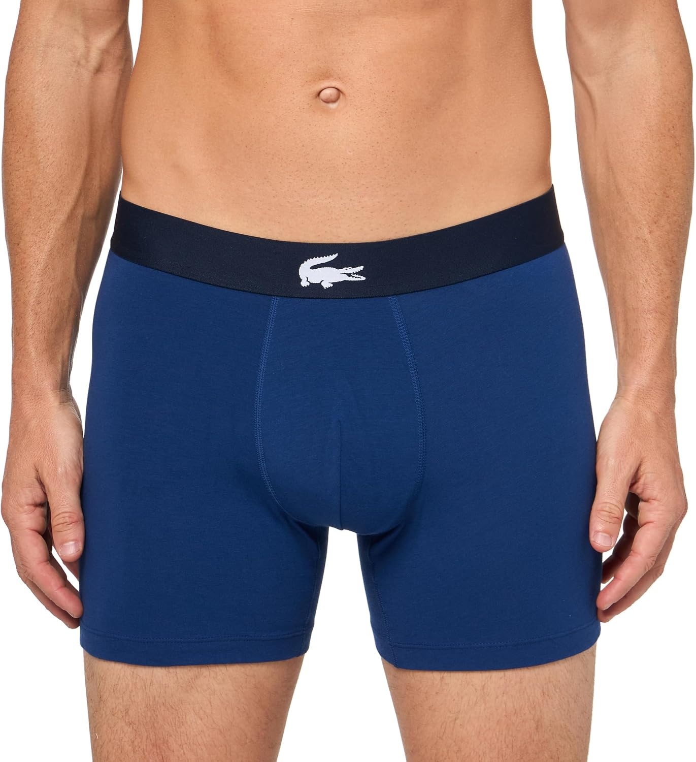 image:imageLacoste Mens Cotton Stretch Lacoste Diagonal Print Boxer Briefs 3PackNavy BlueWhiteGrey
