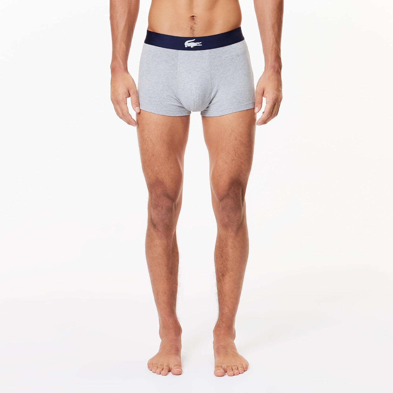 image:imageLacoste Mens Cotton Stretch Lacoste Diagonal Print Trunks 3packNavy BlueSilverCharcoal