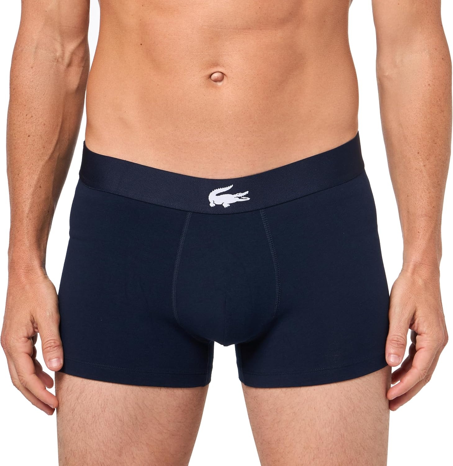 image:imageLacoste Mens Cotton Stretch Lacoste Diagonal Print Trunks 3packOrangeNavy BlueKhaki Green