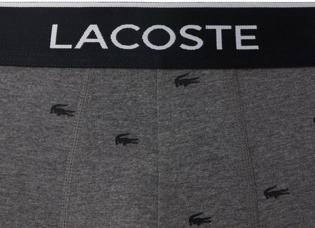 image:imageLacoste Mens Cotton Stretch Mini Croc Print Boxer Briefs 3packBlackMidnight SmokeDove Grey
