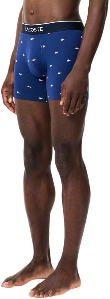 image:imageLacoste Mens Cotton Stretch Mini Croc Print Boxer Briefs 3packDeep OceanDove GreyRed