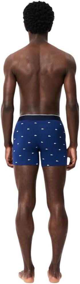 image:imageLacoste Mens Cotton Stretch Mini Croc Print Boxer Briefs 3packDeep OceanDove GreyRed