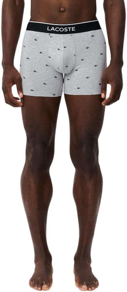 image:imageLacoste Mens Cotton Stretch Mini Croc Print Boxer Briefs 3packDeep OceanDove GreyRed