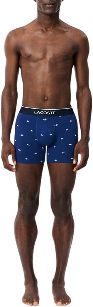 image:imageLacoste Mens Cotton Stretch Mini Croc Print Boxer Briefs 3packDeep OceanDove GreyRed
