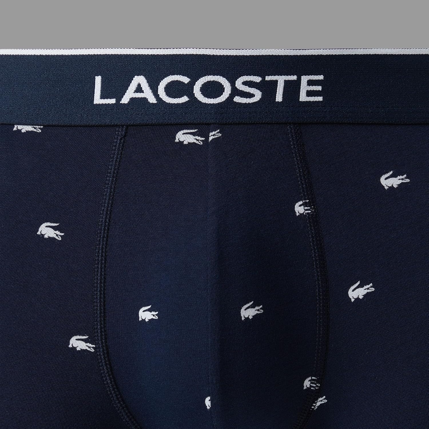 image:imageLacoste Mens Cotton Stretch Mini Croc Print Trunks 3pack Amazon ExclusivesNavy BlueNavy BlueRed