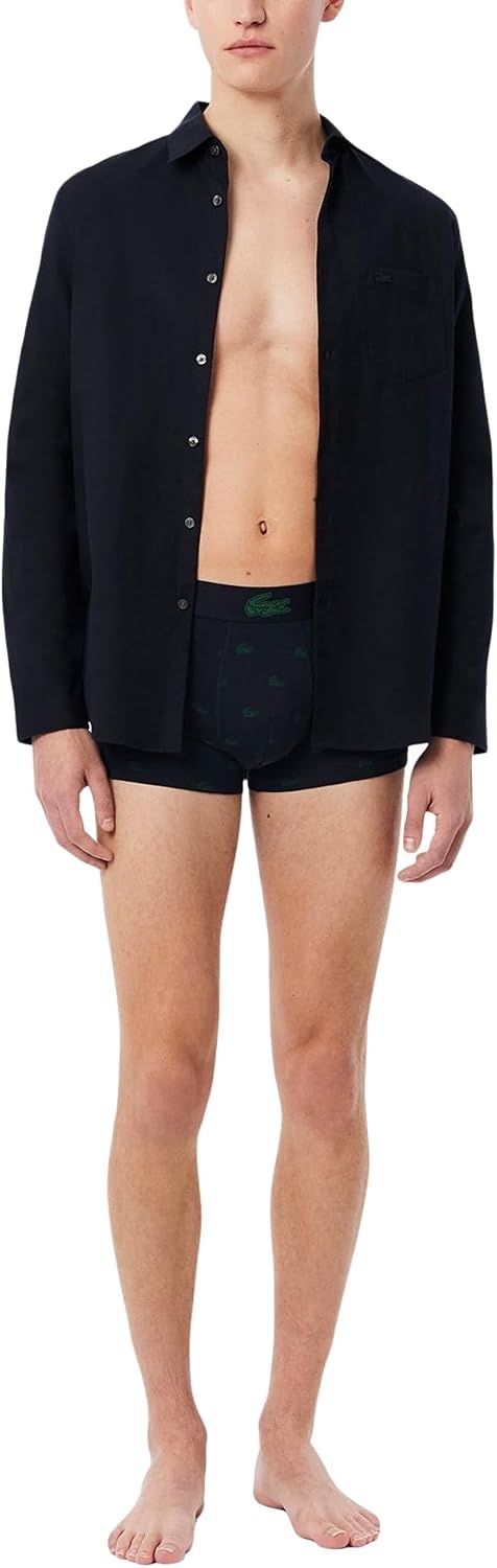 image:imageLacoste Mens Cotton Stretch Mini Croc Print Trunks 3packAbysm BlueGreenGrey