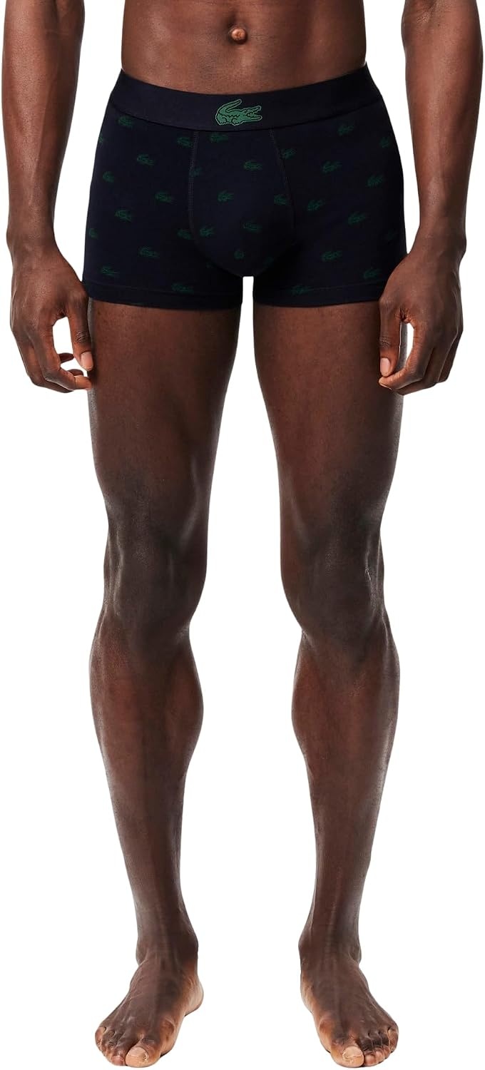 image:imageLacoste Mens Cotton Stretch Mini Croc Print Trunks 3packAbysm BlueGreenGrey