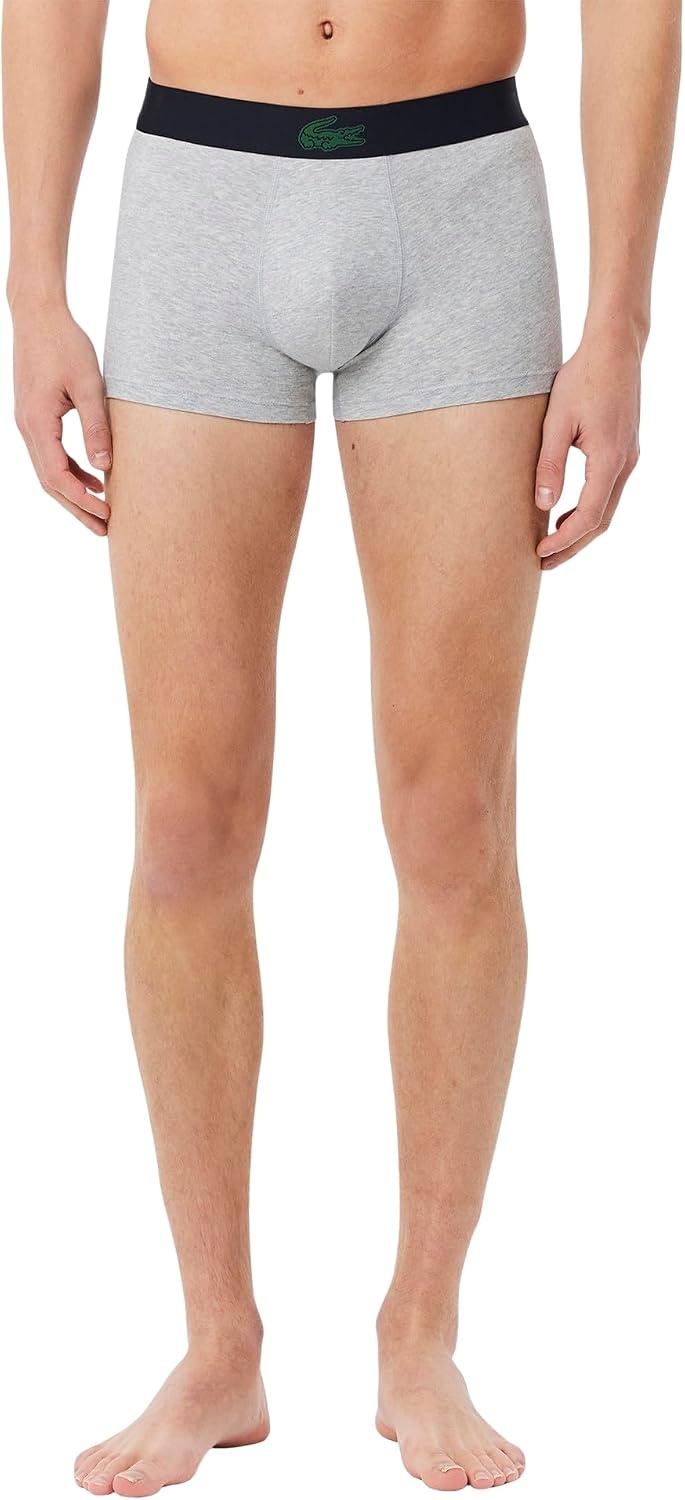 image:imageLacoste Mens Cotton Stretch Mini Croc Print Trunks 3packAbysm BlueGreenGrey