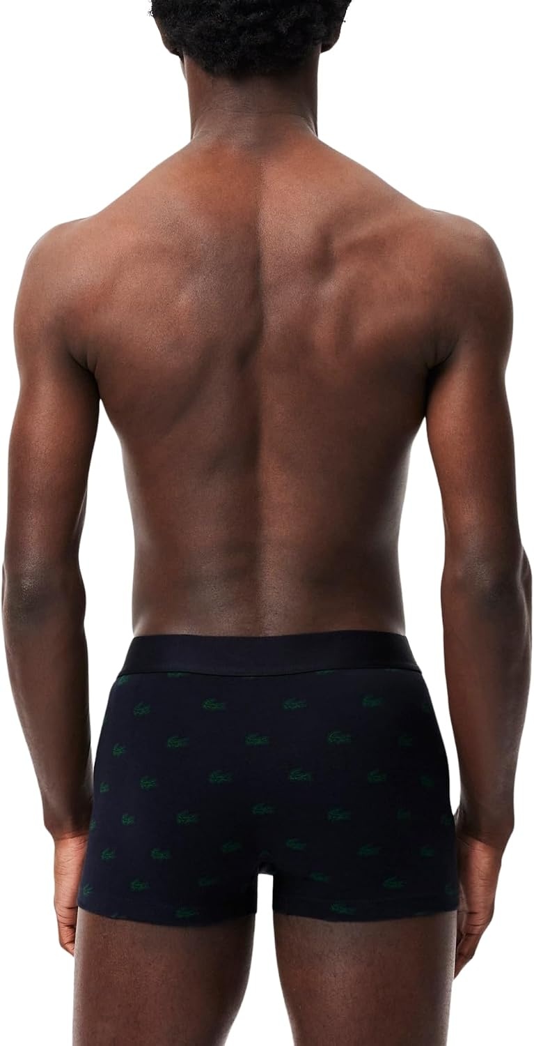 image:imageLacoste Mens Cotton Stretch Mini Croc Print Trunks 3packAbysm BlueGreenGrey