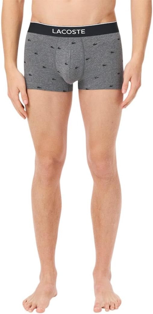image:imageLacoste Mens Cotton Stretch Mini Croc Print Trunks 3packBlackMidnight SmokeDove Grey With Black Waistbands