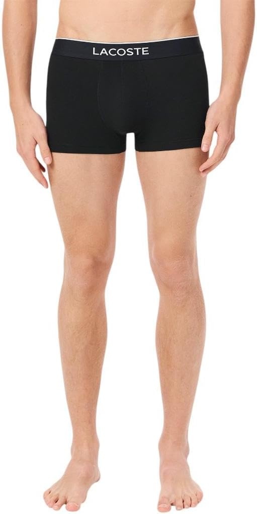 image:imageLacoste Mens Cotton Stretch Mini Croc Print Trunks 3packBlackMidnight SmokeDove Grey With Black Waistbands