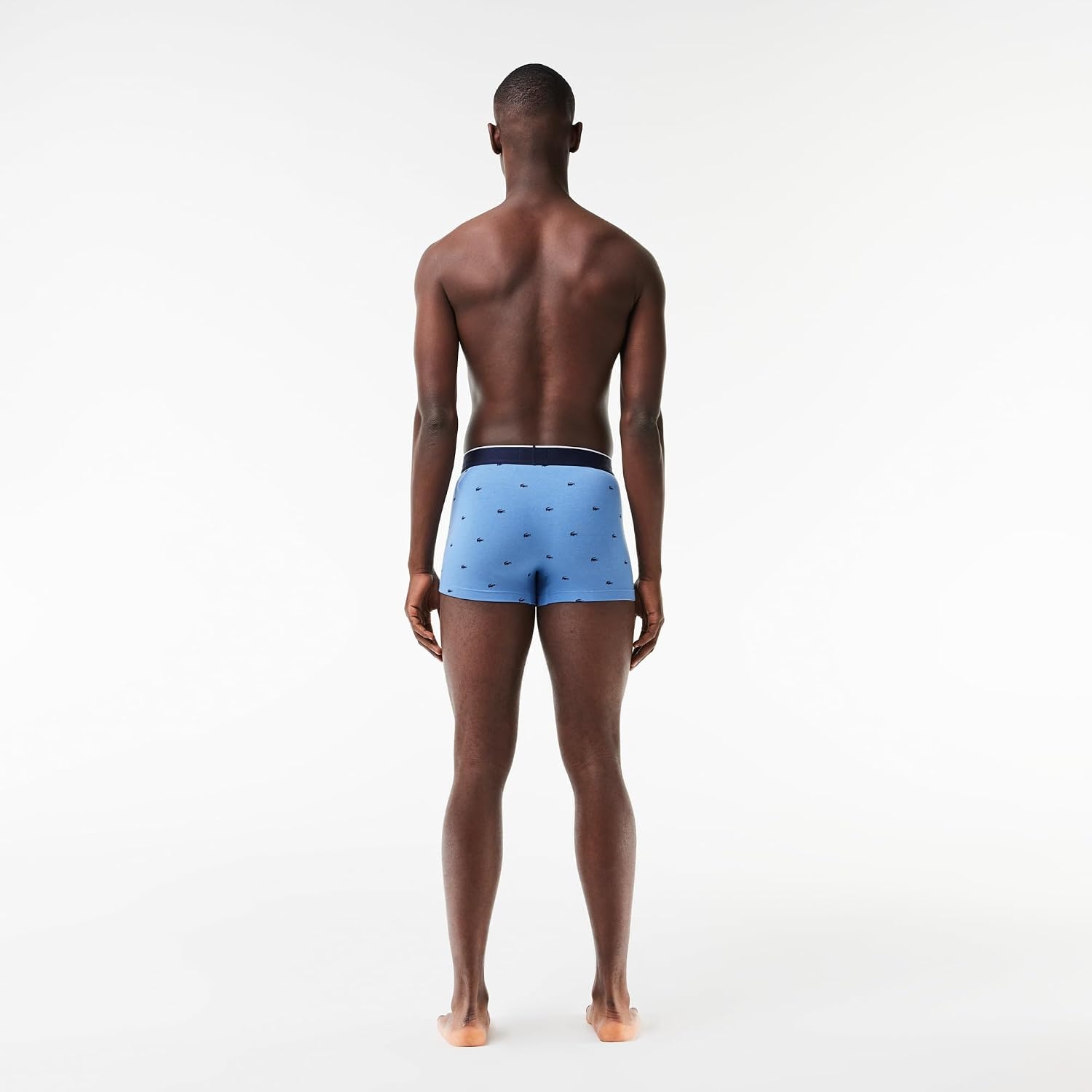 image:imageLacoste Mens Cotton Stretch Mini Croc Print Trunks 3packBlueLight BlueWhite