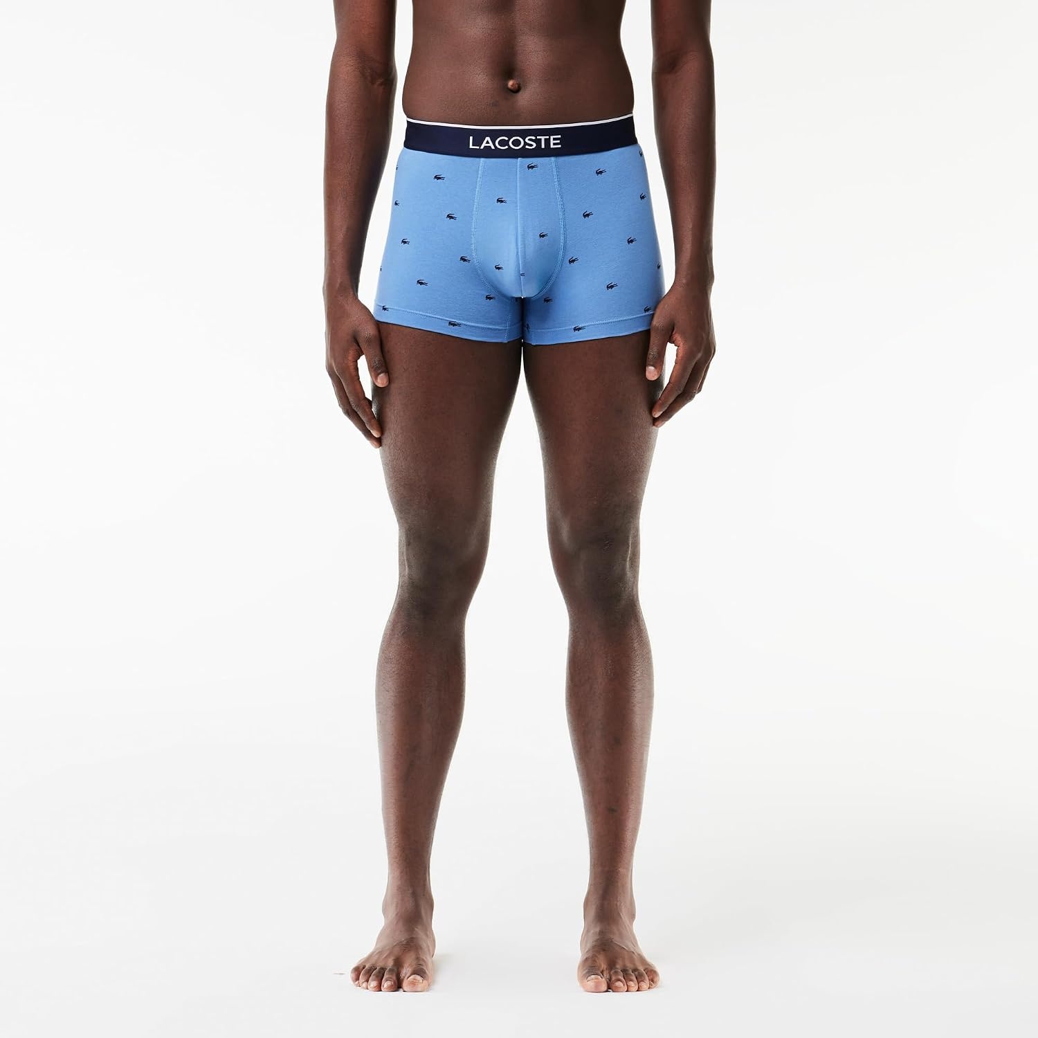 image:imageLacoste Mens Cotton Stretch Mini Croc Print Trunks 3packBlueLight BlueWhite
