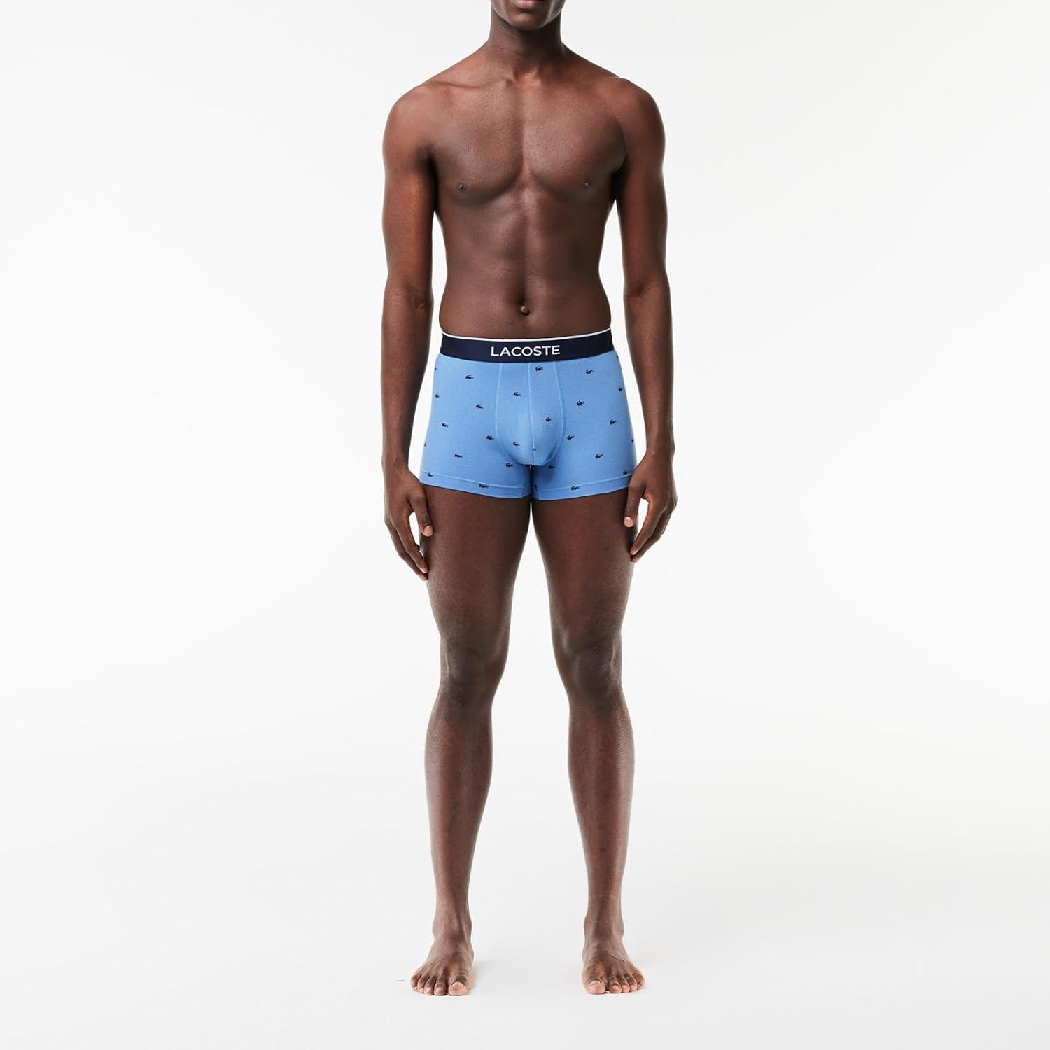 image:imageLacoste Mens Cotton Stretch Mini Croc Print Trunks 3packBlueLight BlueWhite