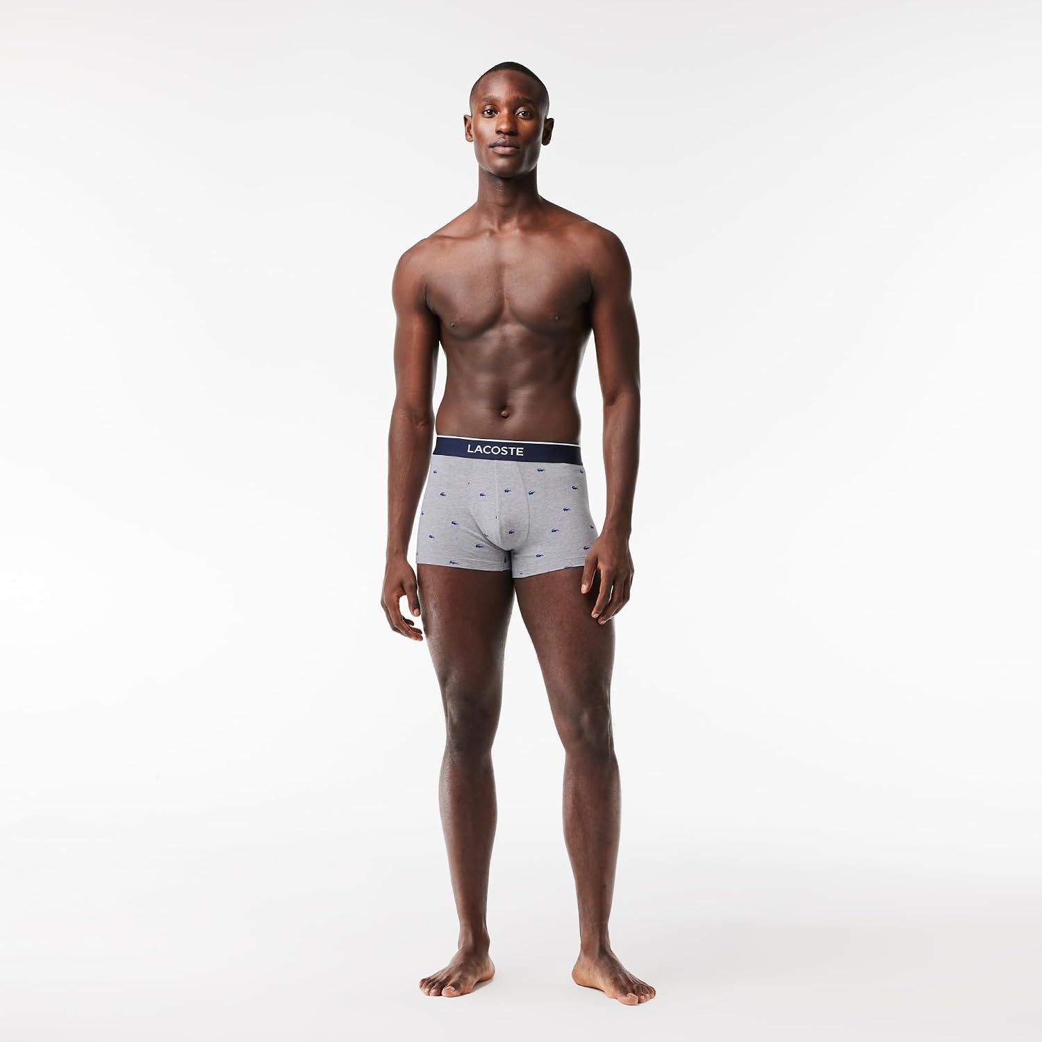 image:imageLacoste Mens Cotton Stretch Mini Croc Print Trunks 3packDove GreyNavy BlueWhite