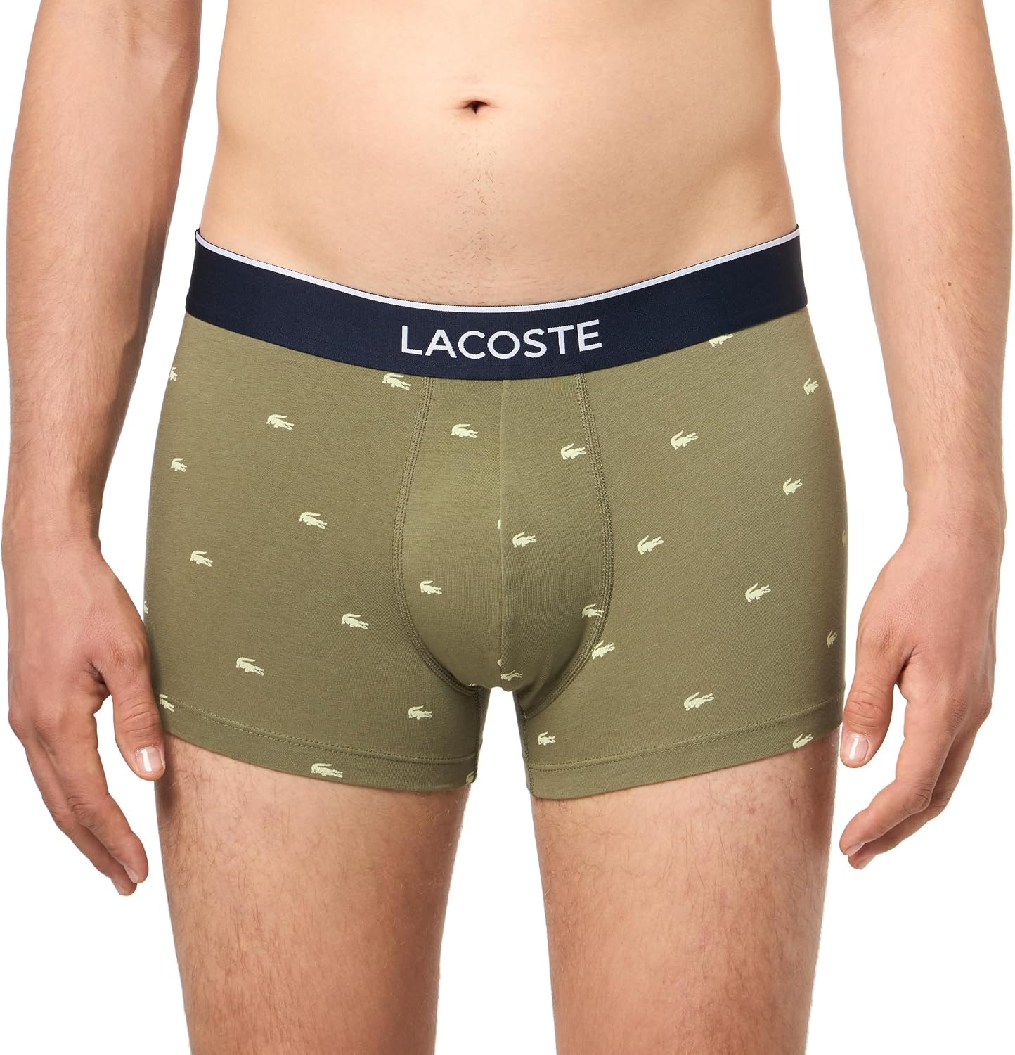 image:imageLacoste Mens Cotton Stretch Mini Croc Print Trunks 3packKhaki GreenGreyBlue New