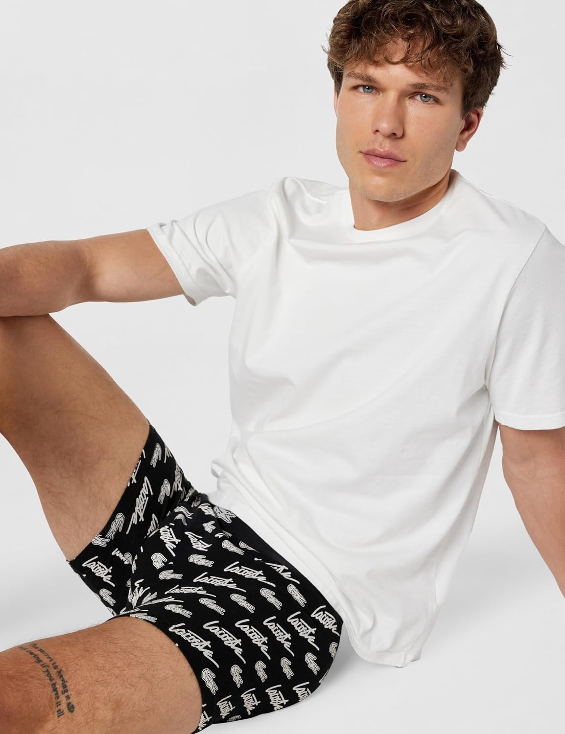 image:imageLacoste Mens Cotton Stretch Print Animation Boxer BriefsBlackWhite
