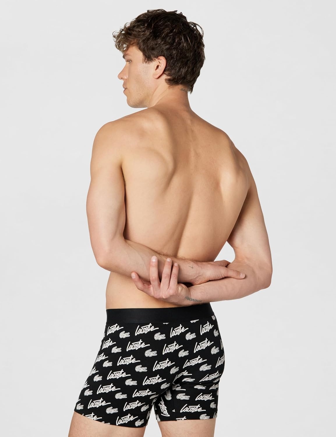 image:imageLacoste Mens Cotton Stretch Print Animation Boxer BriefsBlackWhite