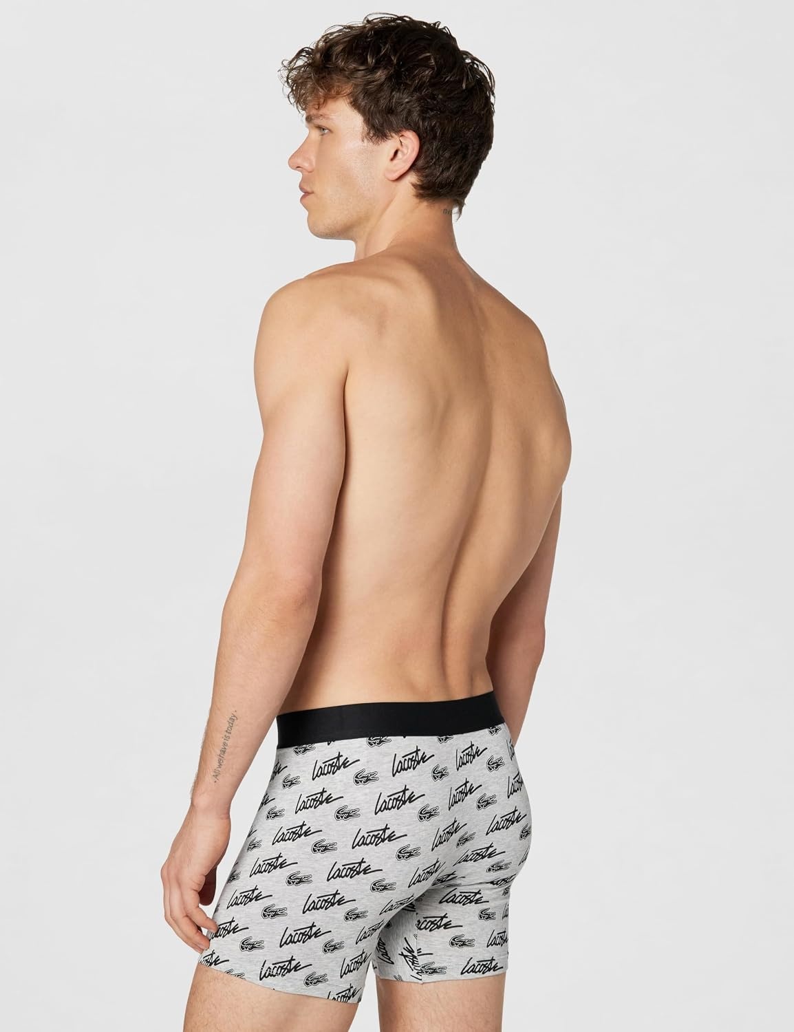 image:imageLacoste Mens Cotton Stretch Print Animation Boxer BriefsGreyBlack