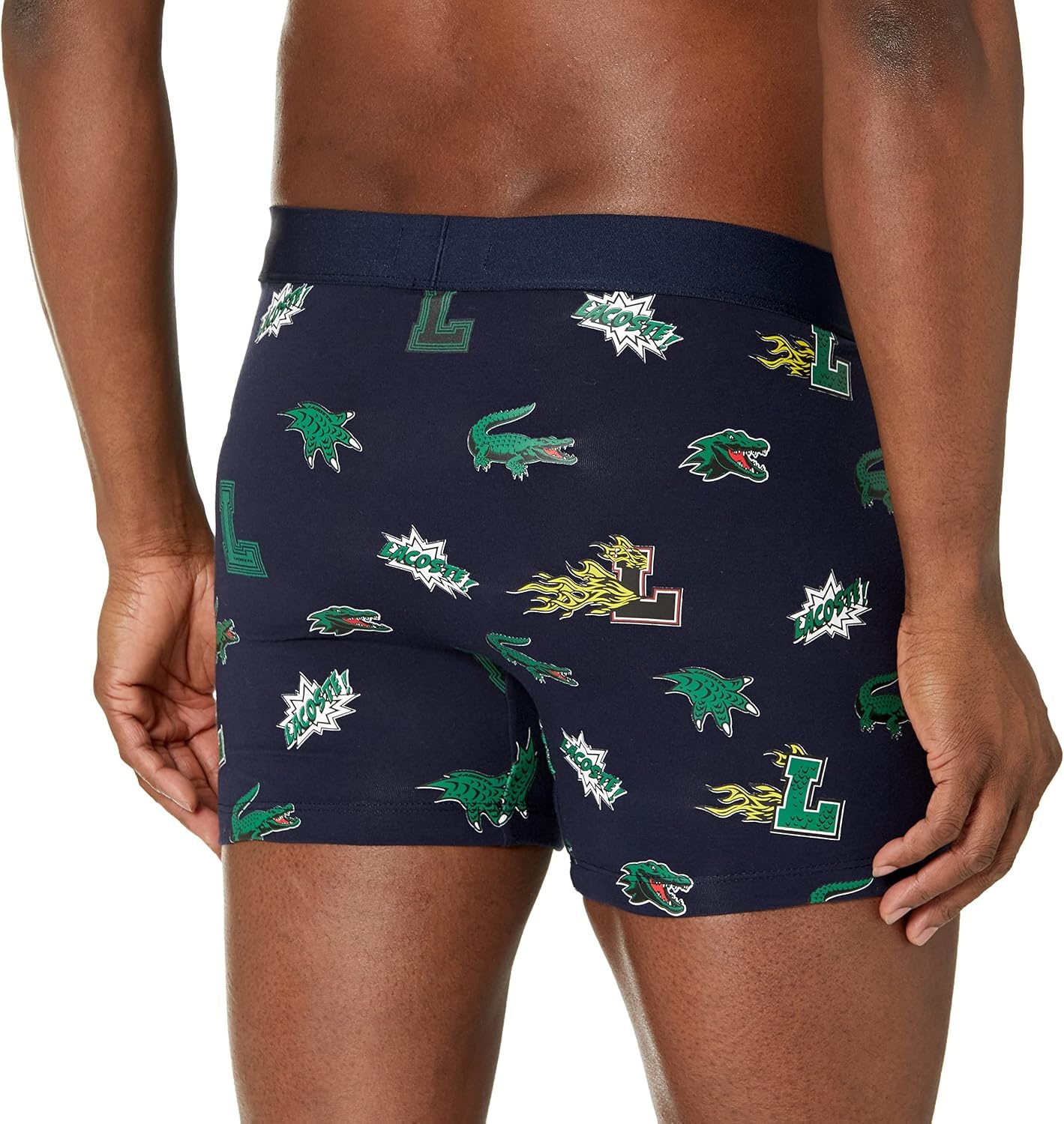 image:imageLacoste Mens Cotton Stretch Print Animation Boxer BriefsMidnight BlueMulticolor