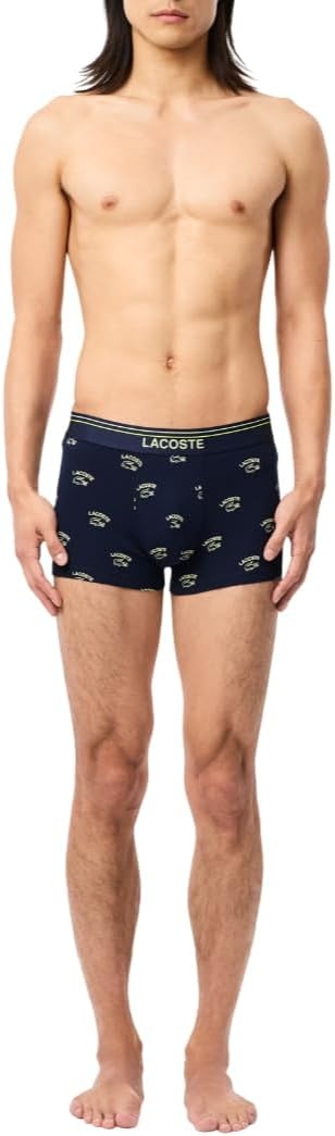 image:imageLacoste Mens Cotton Stretch Print Animation Boxer BriefsNavy BluePollenFirefly