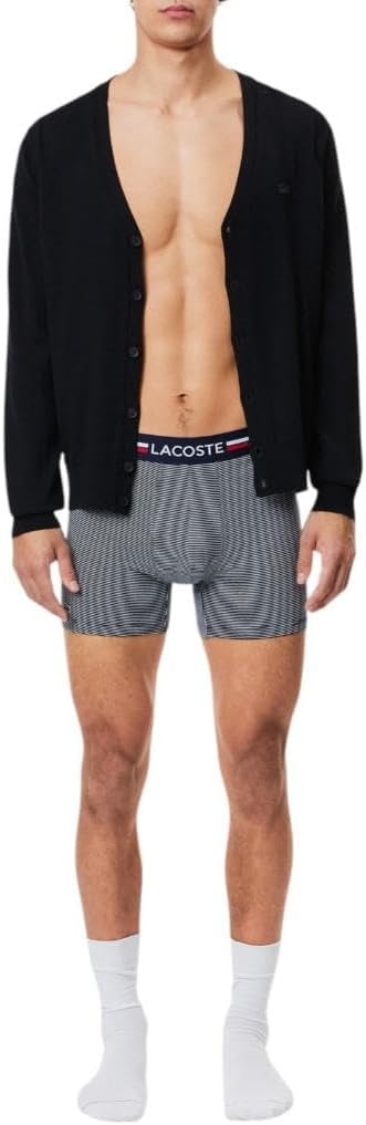 image:imageLacoste Mens Cotton Stretch Tricolor Waistband Boxer Briefs 3packDeep Ocean