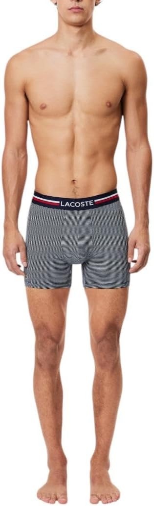 image:imageLacoste Mens Cotton Stretch Tricolor Waistband Boxer Briefs 3packDeep Ocean
