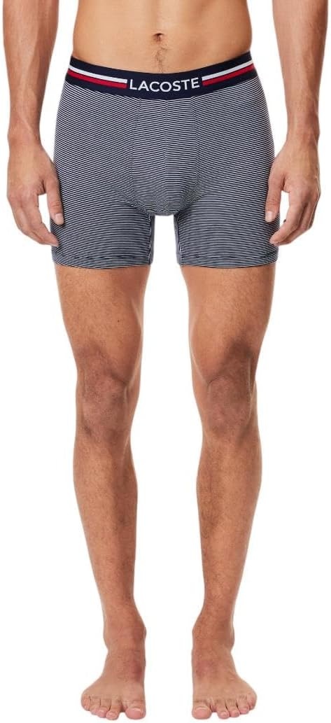 image:imageLacoste Mens Cotton Stretch Tricolor Waistband Boxer Briefs 3packDeep Ocean